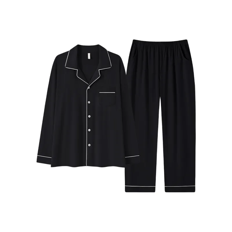 Cotton Gene Pajama Set Men's Black-0