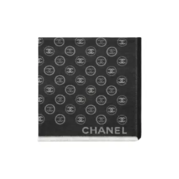 CHANEL Wool Knit Scarves Unisex Black/White