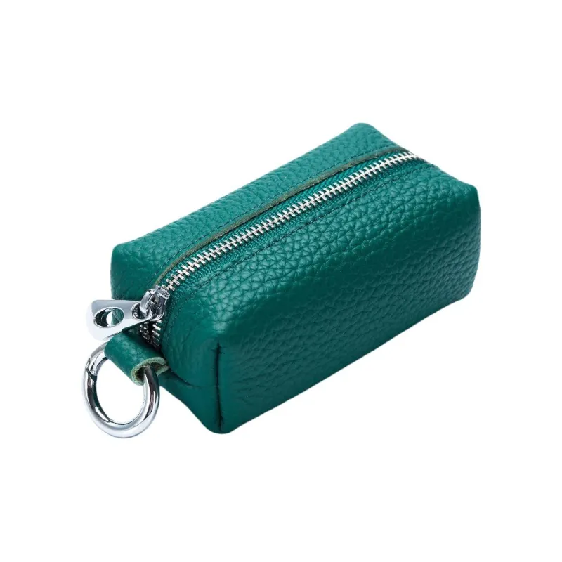 OUZIHUANG Top Grain Cow Leather Key Pouch Regular Unisex Black/Red/Rose Red/Sea Blue/Light Pink/Light Yellow/Jasper-5