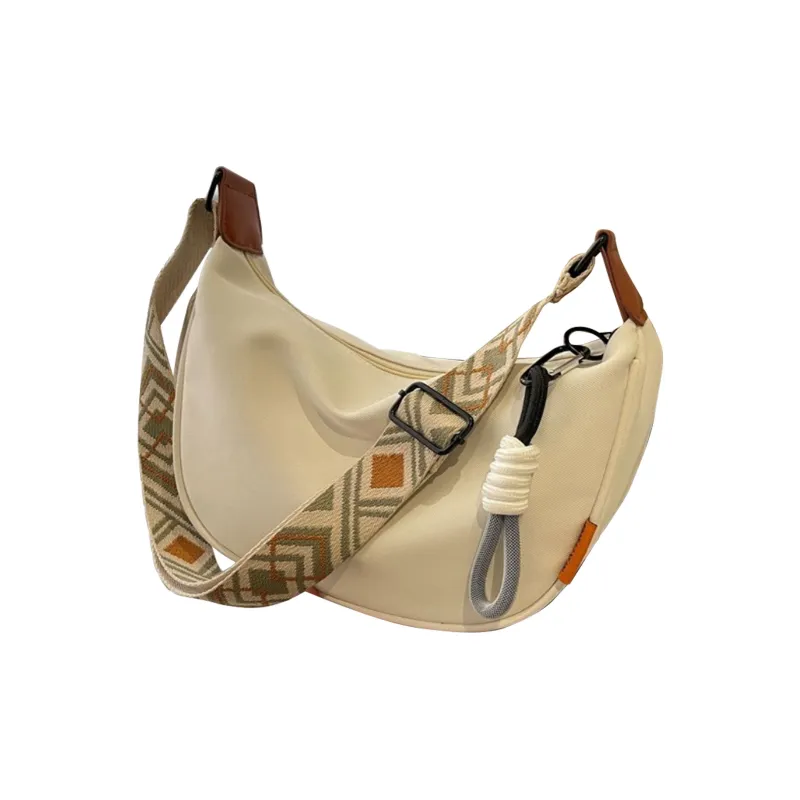 Yalu Nylon Crossbody Bag Women's White & Brown/Pink-1
