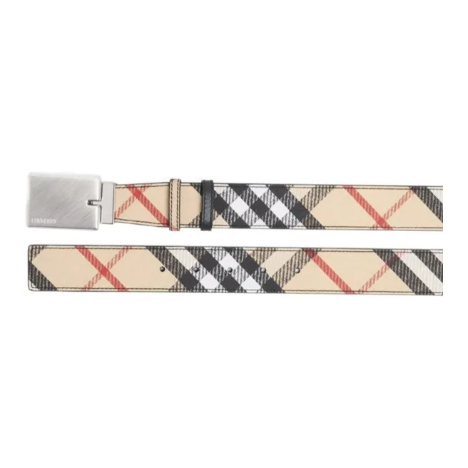 Burberry Calfskin Hardware Leather Belts Men's Brown -2
