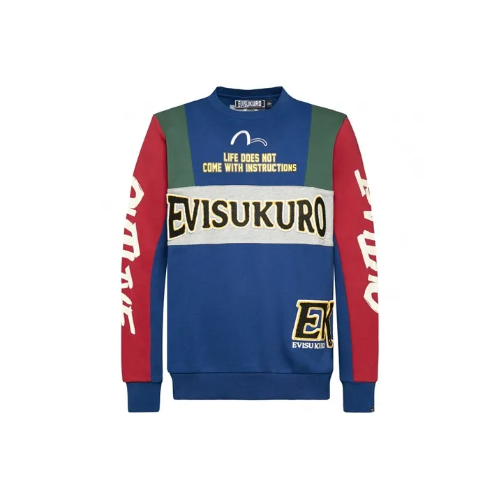 EVISU Crew Neck Sweatshirt Men's Blue-0