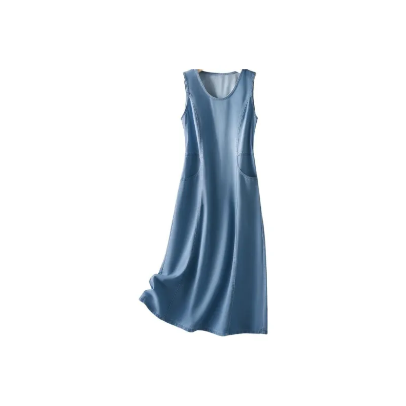 IHIMI Sleeveless Dress Women's Denim Blue-1