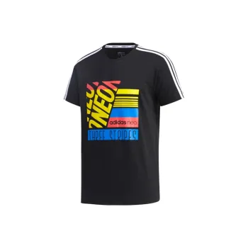 Adidas Neo Crew Neck Fitted Straight Short Sleeved T Shirt Men's Black