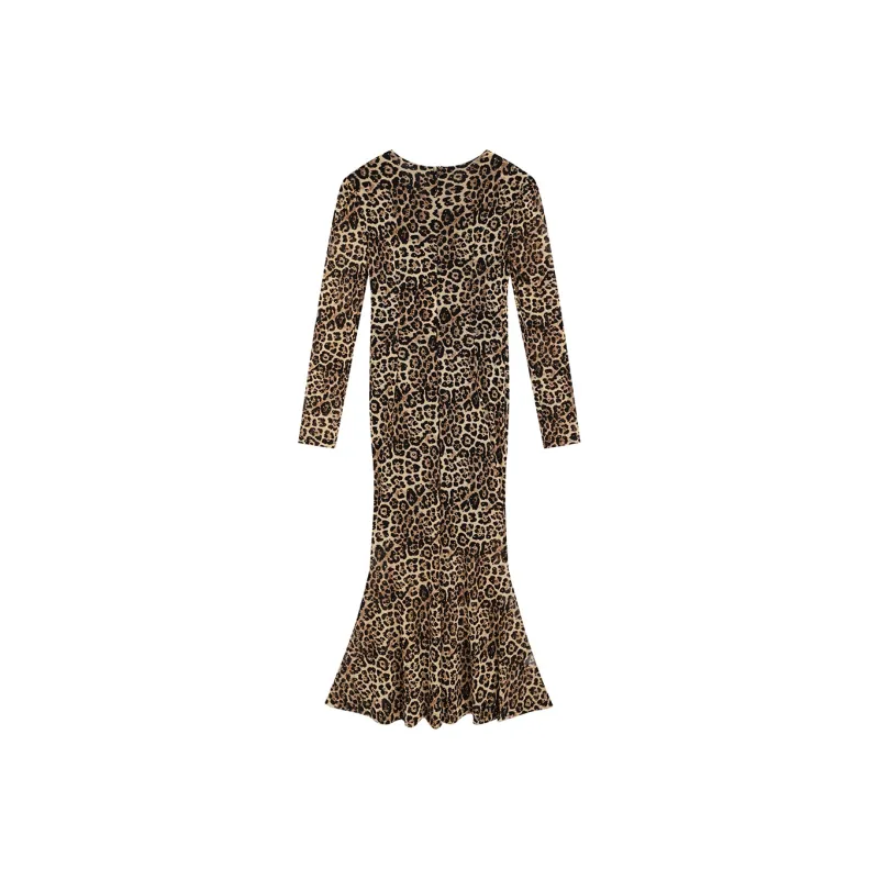 Garbege Long Sleeved Dresses Women's Leopard Print-1