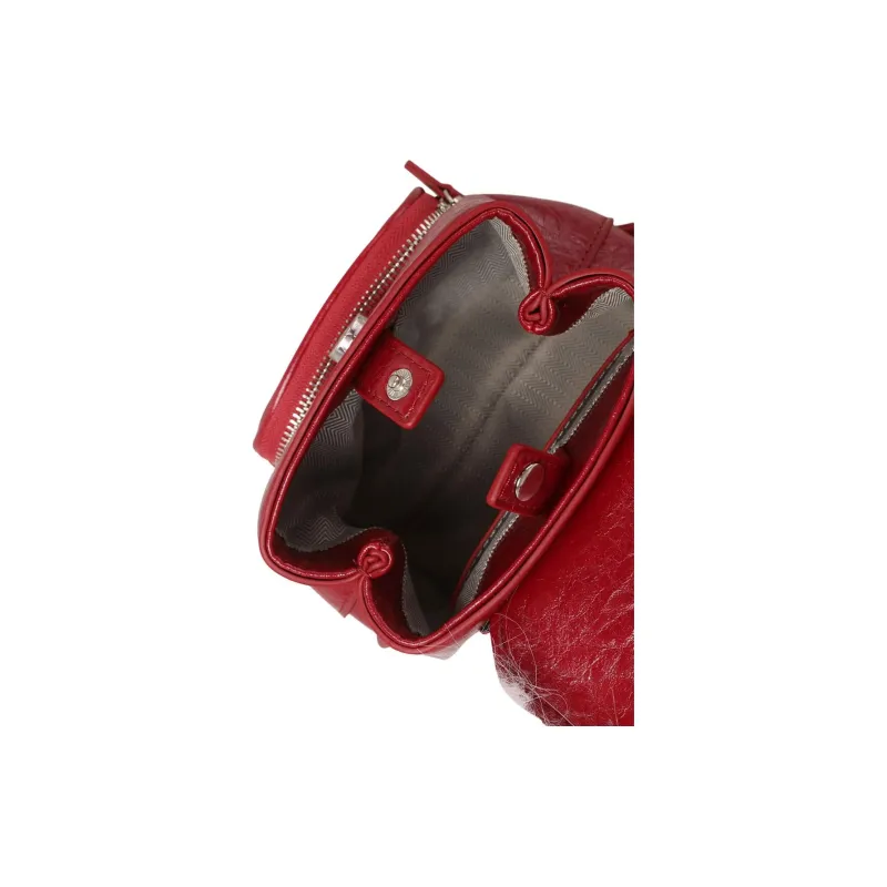 Kikawa Card Synthetic Leather Backpack Medium Size Women's Red/Black-5