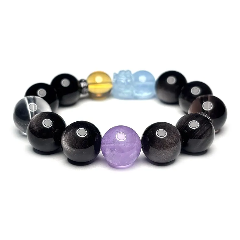 MOUNTAINS AND MANS Obsidian Luxury Good Luck Beaded Bracelet Men's-2
