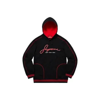 Supreme Contrast Embroidered Hooded Sweatshirt