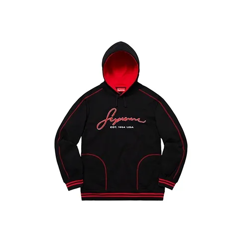 Supreme Contrast Embroidered Hooded Sweatshirt-0