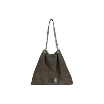 Kikawa Card Synthetic Leather Tote Bag, Shopping Bag, Shoulder Bag Large Size Women's Olive Green