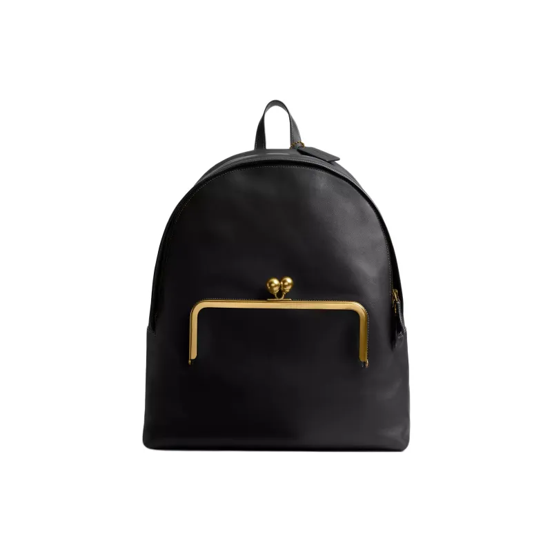 COACH Kisslock Glove Tanning Backpack Tubas Women's Black-0