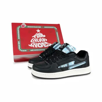 Rongchuan Anti Slip And Wear Resistant Lightweight Low Top Skateboard Shoes Unisex Black Blue Box