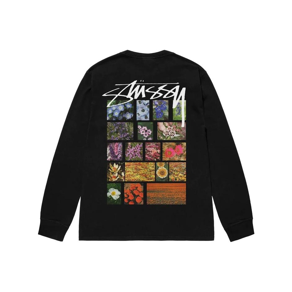 Stussy Flower Grid Pigment Dyed Long-Sleeve Tee - POIZON