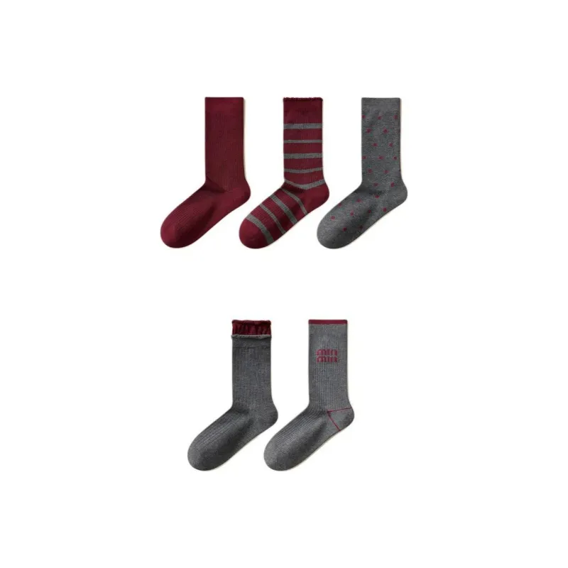 Temooues Mid Calf Socks Women's Combo Set-10