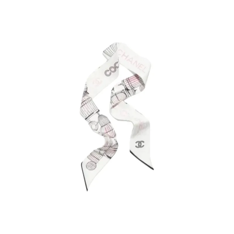 CHANEL Silk Scarves Unisex White-0