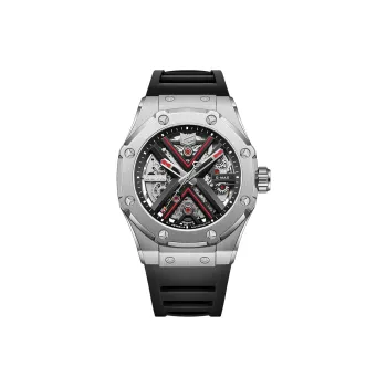 GEYA Engine Collection G MAX Collection Automatic Mechanical Movement Silicone Strap Watch Men's Watches Cut Out Dial