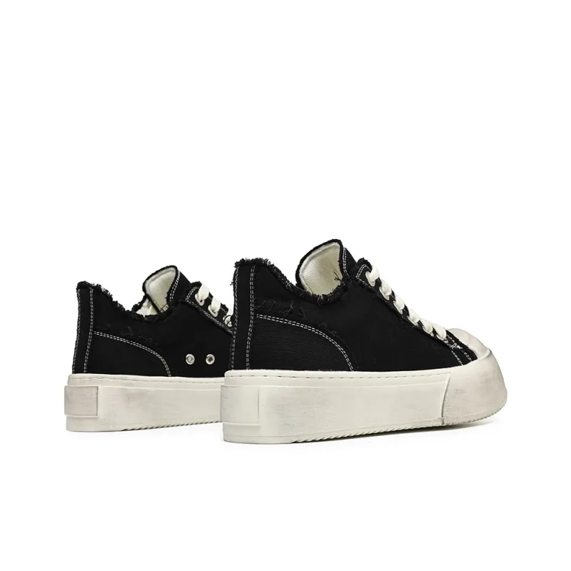 MODENGPAN Breathable Low Top Canvas Shoes Unisex Black-2