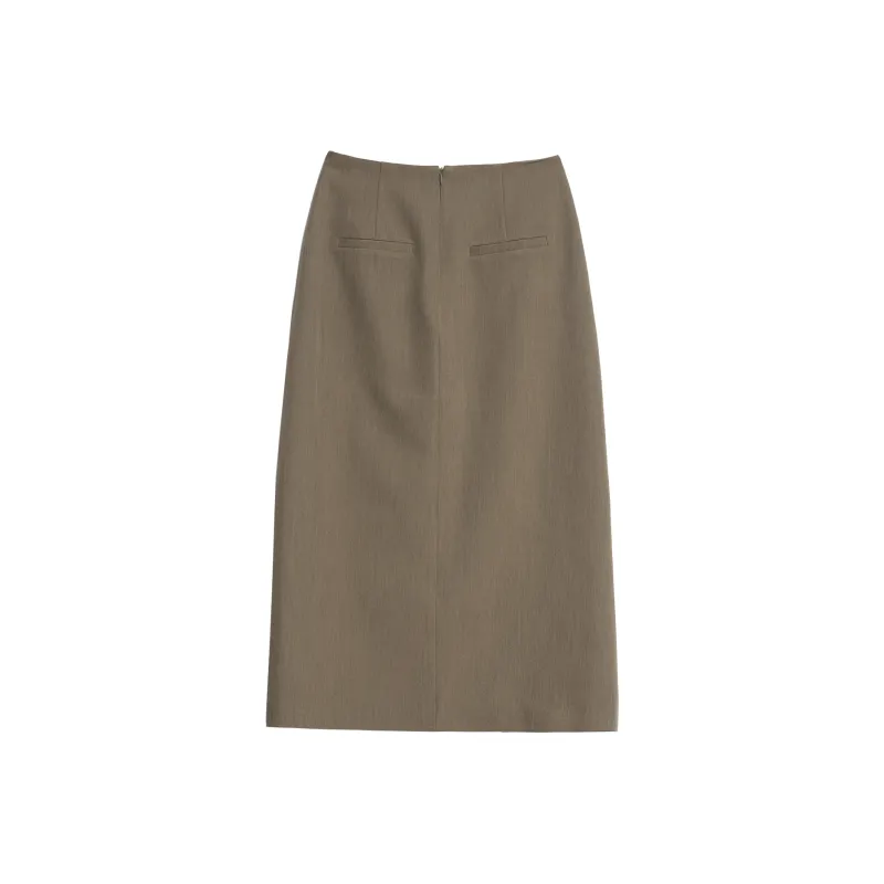 Mambe Casual Long Skirts Women's Coffee Brown-1