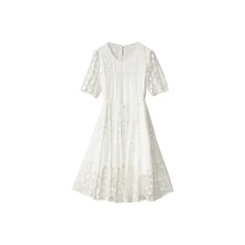 To The West Short-Sleeved Dresses Women's White