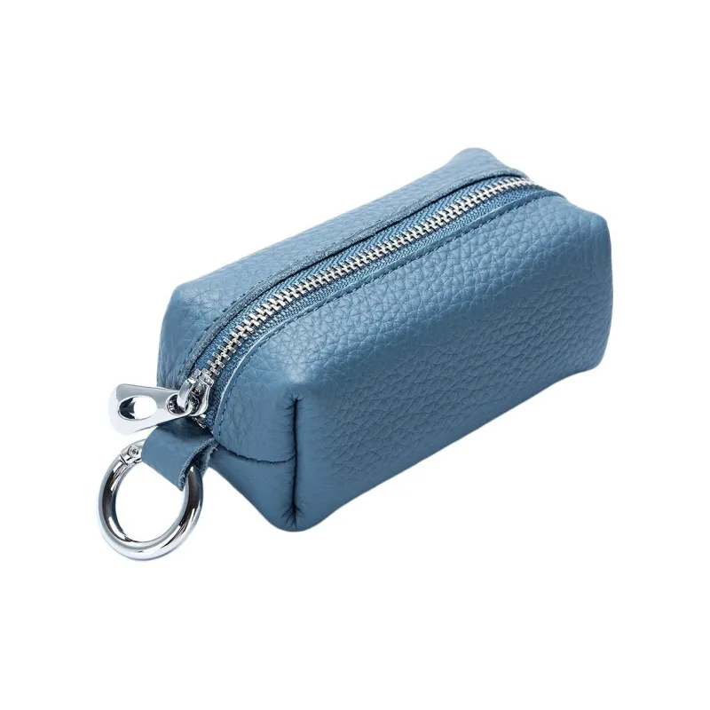 OUZIHUANG Top Grain Cow Leather Key Pouch Regular Unisex Black/Red/Rose Red/Sea Blue/Light Pink/Light Yellow/Jasper-3