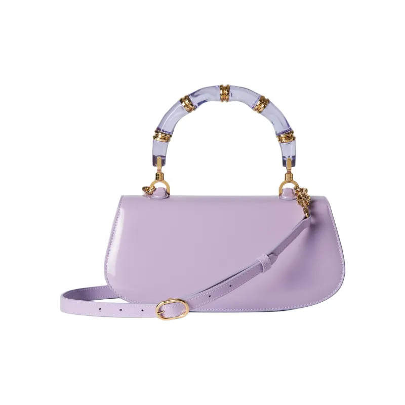 GUCCI Leather Shoulder Bag, Crossbody Bag, Handbag Trumpets Women's Light Purple-3