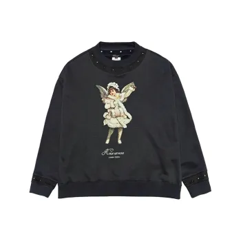 UNVESNO Crew Neck Loose Fit Regular Sweatshirt Unisex Dark Gray