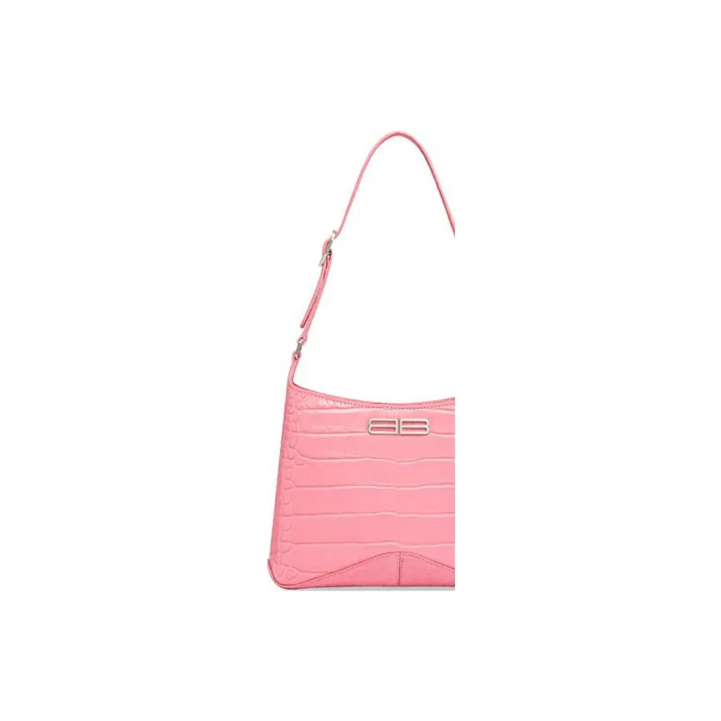 Balenciaga Cow Leather Hobo Bag Shoulder Bag Crossbody Bag Small Size Women's Pink-2