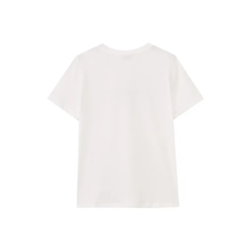 SHUIYUNJIAN Short Sleeved Letter Pullover T Shirt Women's-1