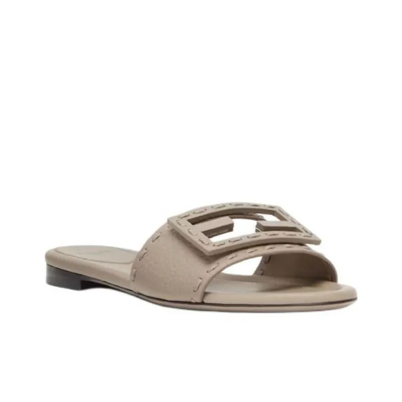 FENDI Baguette Slip Resistant Slide Slippers Women's Gray-2