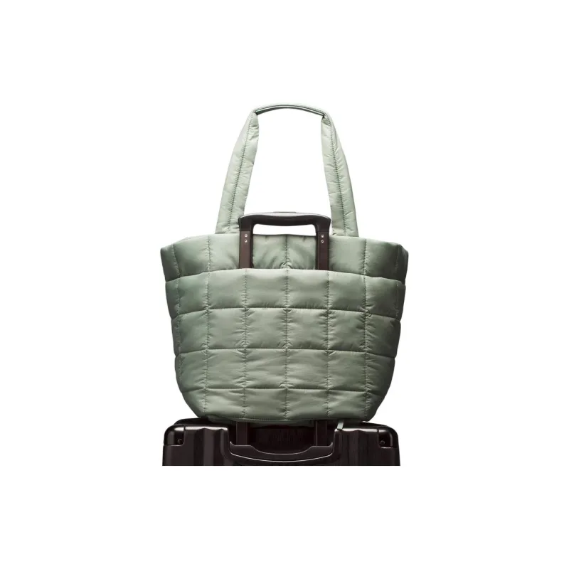 Lululemon Quilted Nylon Tote Bag Shopping Bag Handbag Women's Gray Green-2