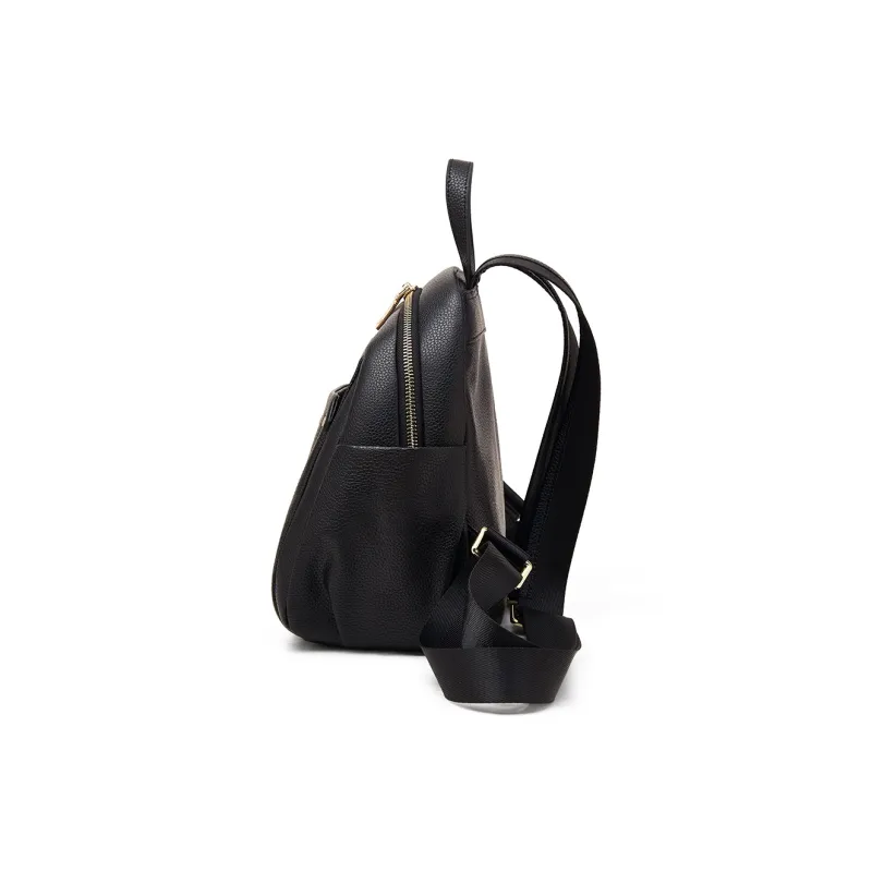 Old Man's Head Top Grain Cow Leather Backpack Women's Black-3