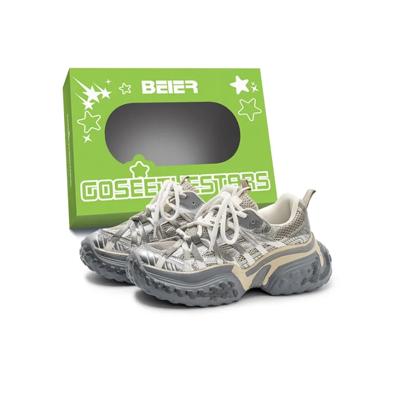 BEIER Wear Resistant Breathable Height Increasing Low Top Chunky Sneakers Unisex-6