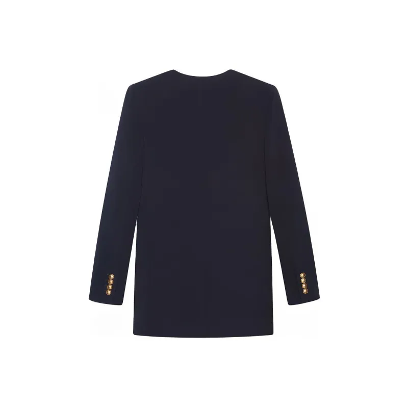 SAINT LAURENT Coats Women's Navy Blue-1