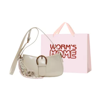 Worm's Home PU Shoulder Bag Women's White/Black/Red/Pink/Brown