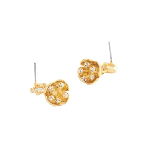 COACH Brass Plated, Glass, Cubic Zircon Earrings Women's Gold
