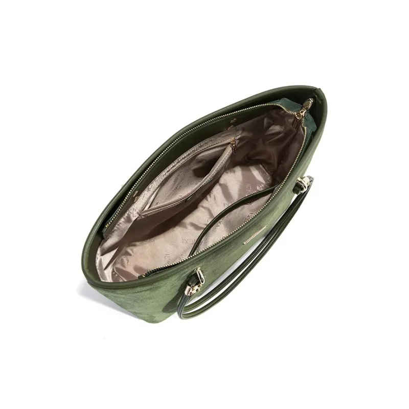 CLEVER& KETCH PU Tote Bag Shopping Bag Shoulder Bags Women's Black/Green-6