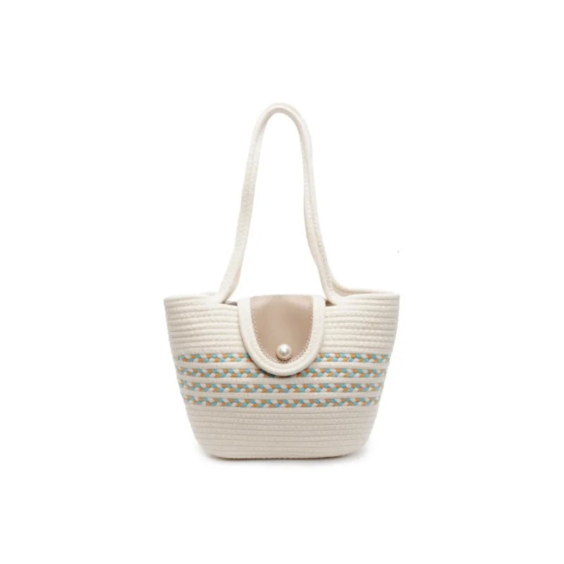 HCXK Braided Shoulder Bag Regular Women's Khaki/Black/White-9