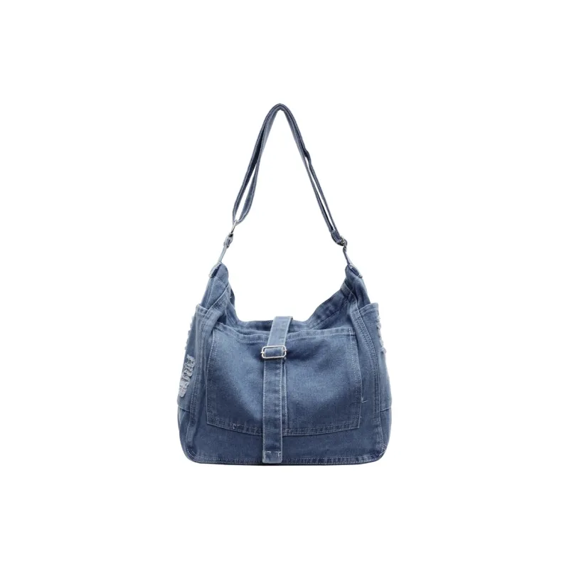 SUN EARTH &U Denim Crossbody Bag Shoulder Bag Regular Women's Black/Dark Blue/Light Blue-1