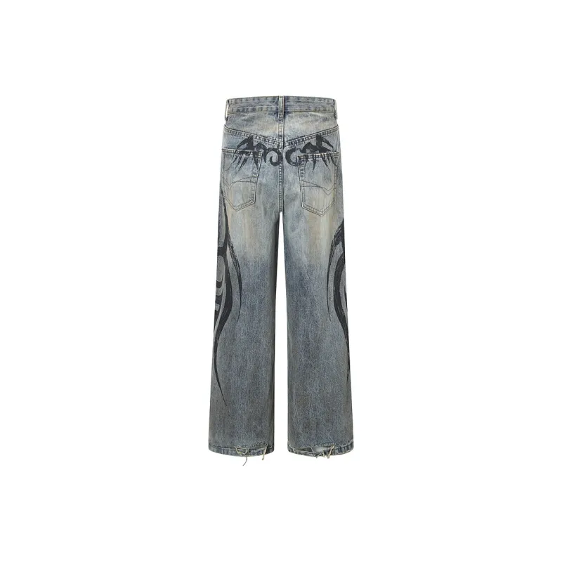 Flowers In Water Jeans Unisex Blue-1