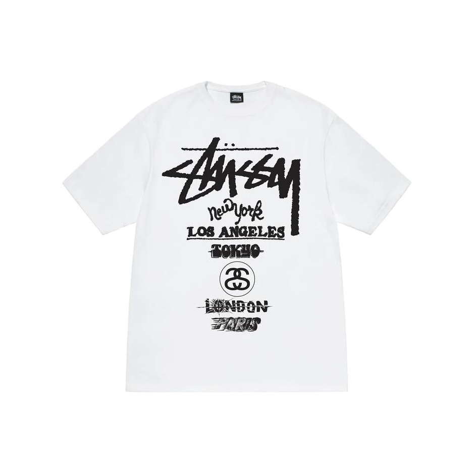 ★大人気★STUSSY TOUR TEE Stussy World Tour Tee Classic Short Sleeve Unisex Pink 3903514