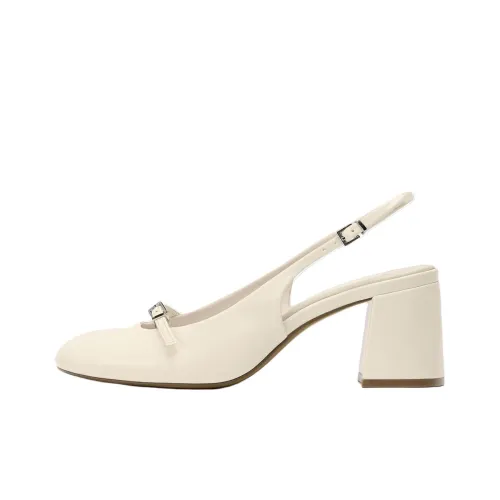 ZARA Chunky Heel High Heels 7cm Women's White
