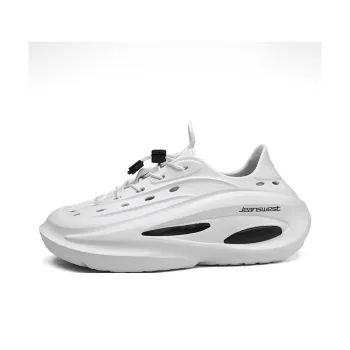 JEANSWEST Minimalist Style Fresh Color Scheme, Trendy Fake Lace Up, Slip on Fashion Quick Dry Clogs Unisex White
