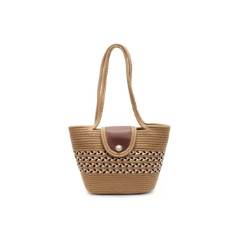 HCXK Braided Shoulder Bag Regular Women's Khaki/Black/White