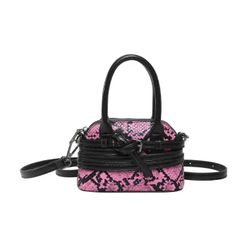 SWIMADE PU Bowling Bag, Handbag Women's White/Rose Red/Khaki