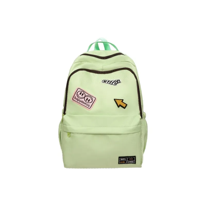 URBAN FOREST Nylon Backpack Unisex White/Black/Yellow/Green-17