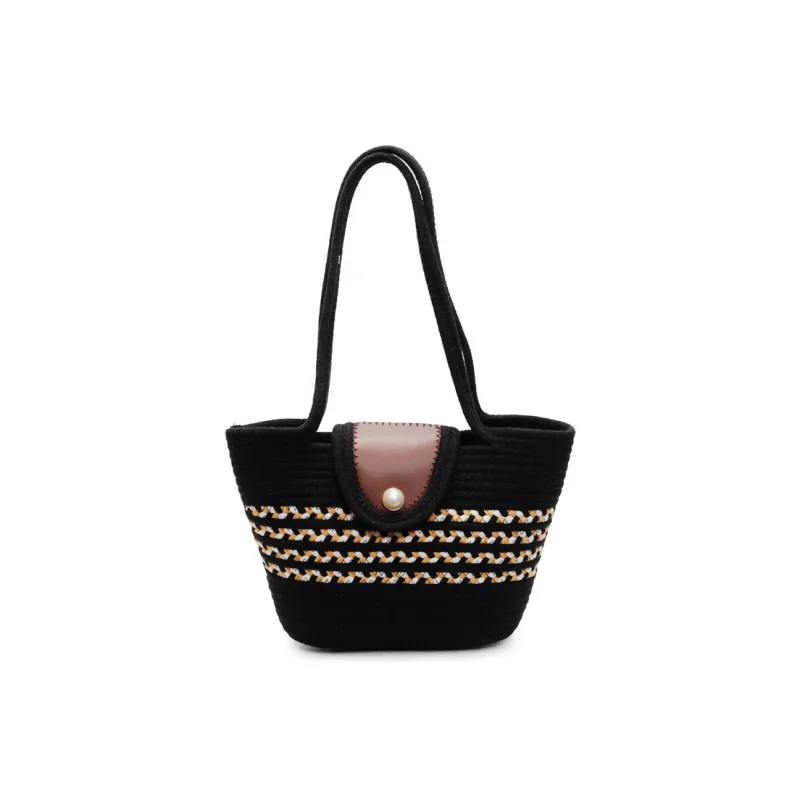 HCXK Braided Shoulder Bag Regular Women's Khaki/Black/White-5