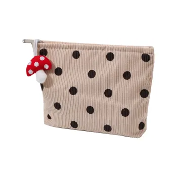 Boniu Corduroy Makeup Bag Regular Unisex Apricot/Gray