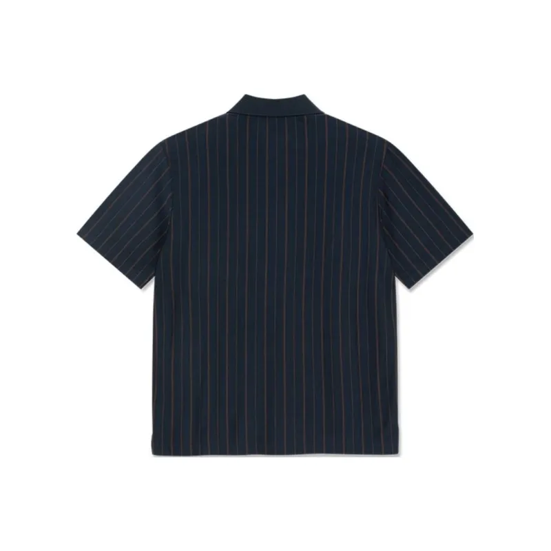 POLAR SKATE CO SS25 Polo Shirt Men's Blue Brown Stripes-1
