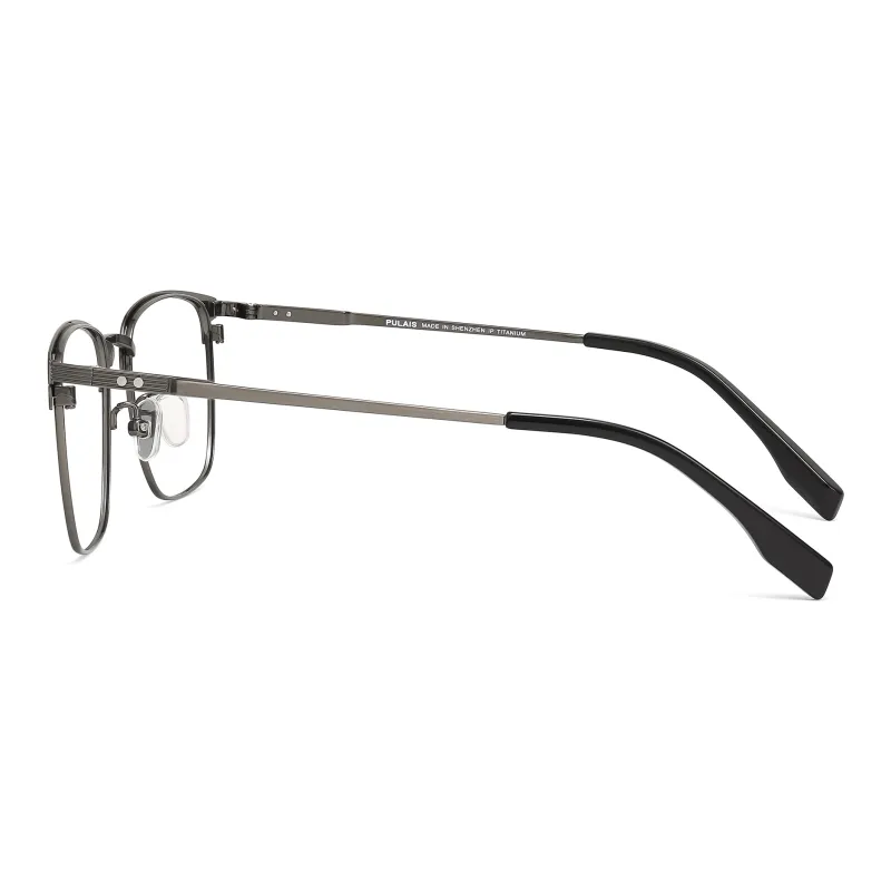 PULAIS Plate Frame Pure Titanium Β Titanium Browline Sunglasses Unisex-5