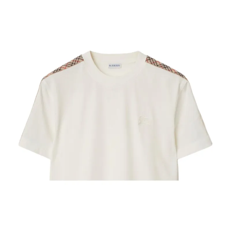 Burberry Checkered trim Cotton T shirt-4
